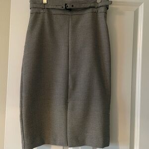 Ann Taylor Black and White Checkered Pencil Skirt